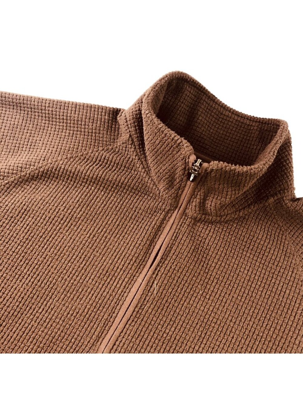 LL Bean Men’s 1/4 Zip Polyester Ribbed Fleece Sweater Brown • Medium
